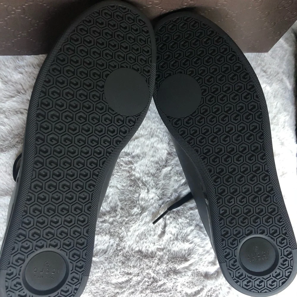 NWT Gucci Black Embossed Calfskin Leather Sneakers – Size 5.5, Made in Italy - Picture 7 of 7